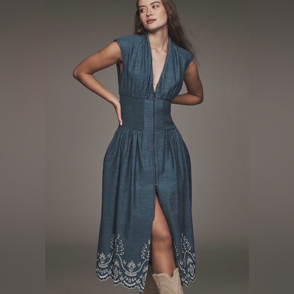 Anthropologie The Tommie Denim Eyelet
Trim Dress Large NWT